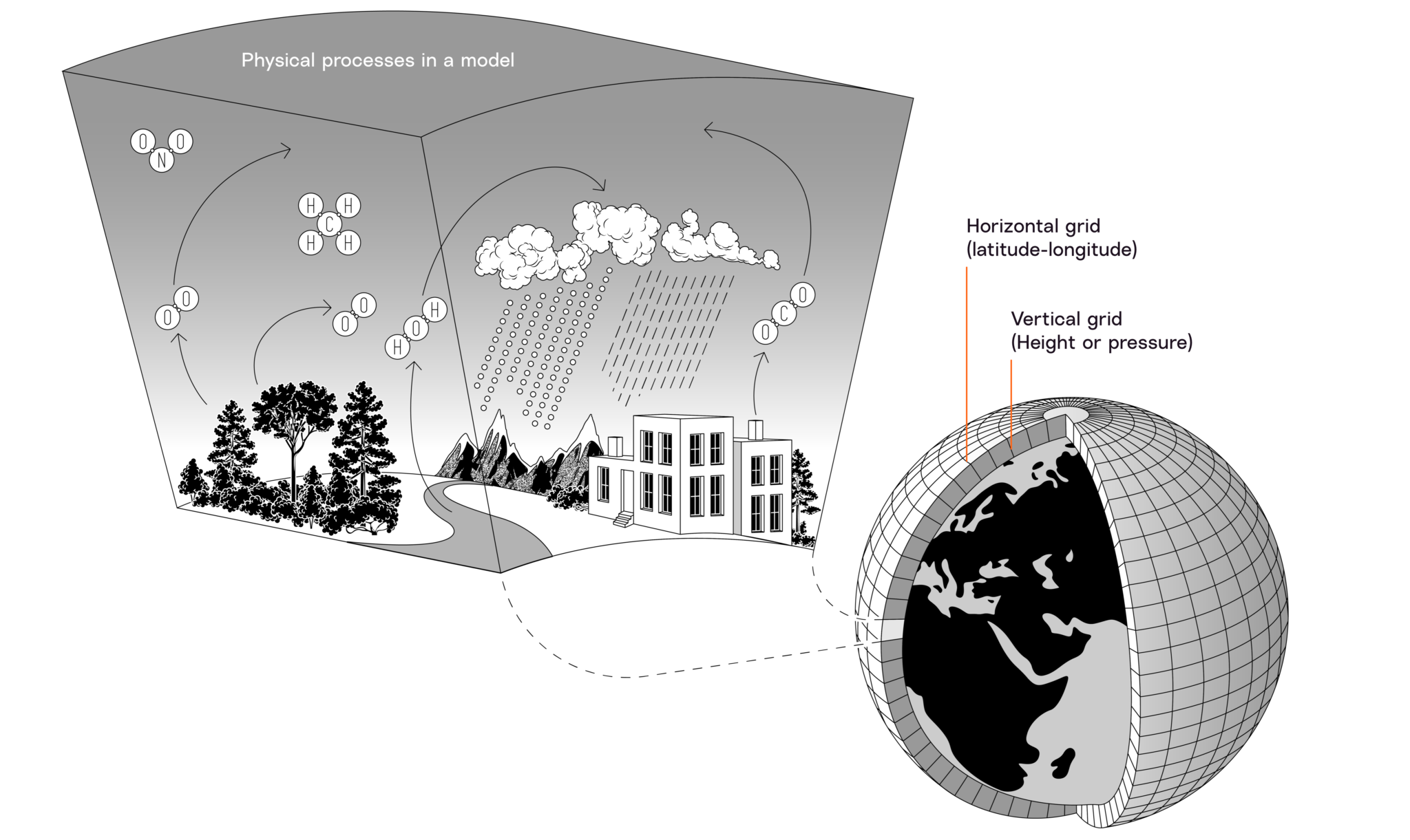 Illustration of grid cells in a model